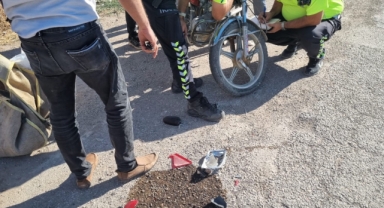 Devrilen motosikletin sürücüsü yaralandı