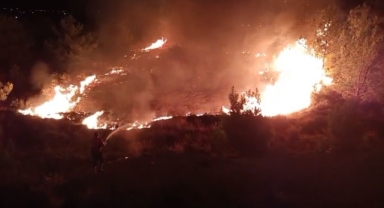 Düğün sırasında çalılık alanda yangın çıktı