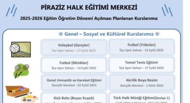 Piraziz Halk Eğitim Merkezi 2025-2026 Kurs Takvimi Yayınlandı