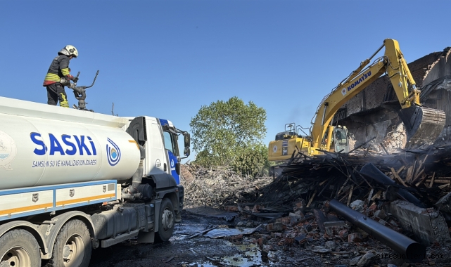 Samsun'da kereste fabrikasında çıkan yangın söndürüldü