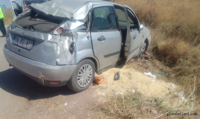Tarım arazisine devrilen otomobilde 4 kişi yaralandı