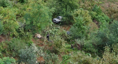 Fındık bahçesine yuvarlanan otomobilin sürücüsü yaralandı