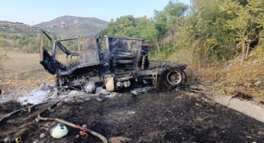 Kaza yapan tır yanarak kül oldu