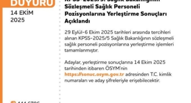 KPSS-2025/5 sözleşmeli sağlık personeli yerleştirme sonuçları açıklandı!