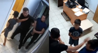 O anlar kamerada: Boşanma aşamasında kocaya, polis merkezinde kayınço dayağı