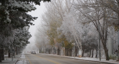 O Kent Güne Kırağı ve Sisle Uyandı