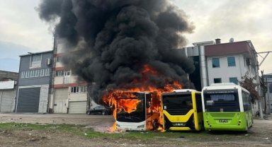 Park halindeki otobüsler cayır cayır yandı!