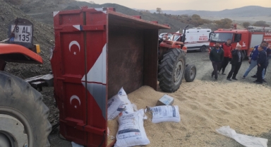 Traktörün devrilmesi sonucu 1 kişi yaralandı