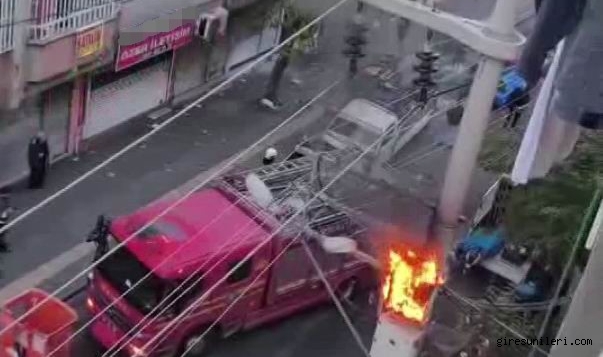 Aşırı yüke dayanamayan trafo alev aldı