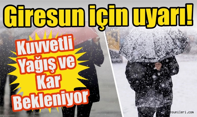 Giresun’da Şiddetli Yağış Alarmı!