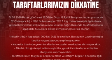 Bulancakspor’dan Orduspor Maçı Öncesi Taraftara Kritik Uyarılar