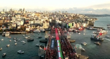 Filistin'e destek için yüz binler Galata Köprüsü'nde buluştu!