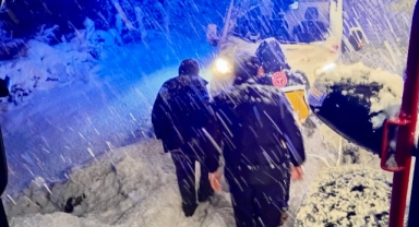 Giresun'da Zorlu Kış Şartlarında Hasta İçin Yola Çıkan Ambulans Kaza Yaptı