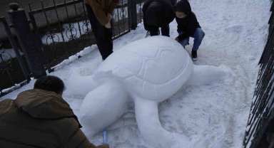 Gümüşhane'de "kardan kaplumbağa" ilgi odağı oldu