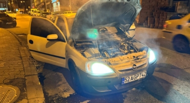 Giresun'da seyir halindeki otomobilde korkutan yangın!