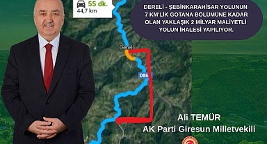 DERELİ-ŞEBİNKARAHİSAR YOLUNA KONFORLU ULAŞIM İÇİN 2 MİLYAR TL YATIRIM