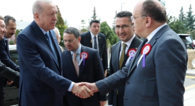 Giresunlu Hakim Yılmaz Çınar, Cumhurbaşkanı Erdoğan’ı Karşıladı