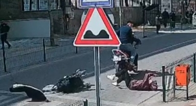 Motosiklet yaya geçidinde anne ve çocuğuna çarptı: 2 yaralı