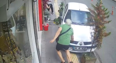 Giresun'da yayanın ezilmekten son anda kurtulduğu anlar kamerada