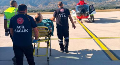 Tokat'ta ambulans helikopter sağlık personeli için havalandı 