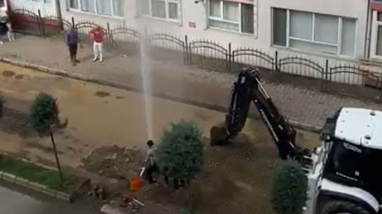 Giresun'da altyapı çalışması bitti, su borusu patladı!