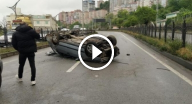 Giresun'da feci kaza: Virajı alamayan otomobil takla attı!