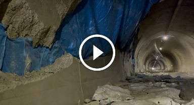 Artvin-Yusufeli karayolunda çökme nedeniyle ulaşıma kapatılan tünelin son hali görüntülendi   