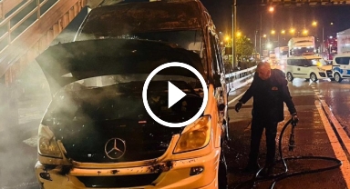 Giresun'da yolcu minibüsünde korkutan yangın! Vatandaşlar büyük panik yaşadı 