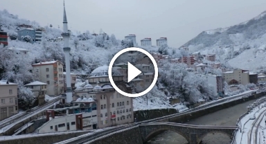 Giresun'un Dereli ilçesi beyaza büründü: Havadan böyle görüntülendi