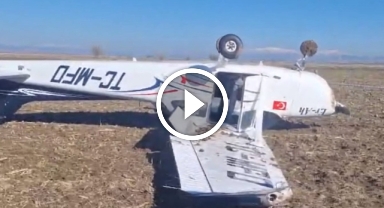 Eğitim uçağı sert iniş yaptı, 1 kişi yaralandı