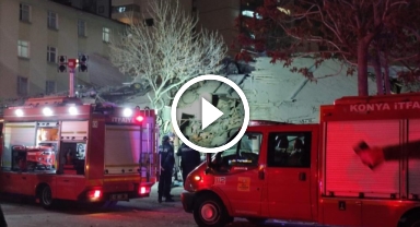 Konya'da 4 katlı bina çöktü, o anlar kamerada