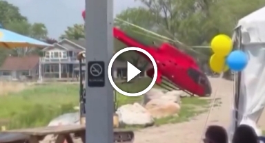 ABD'de iniş yapmaya çalışan helikopter yan yattı