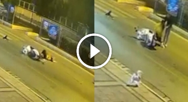 Motosiklet Kazasında Köpeğin Sahibine Olan Sadakati Kamerada