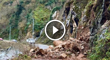 Giresun İl Özel İdaresi heyelanlı yolu ulaşıma açtı